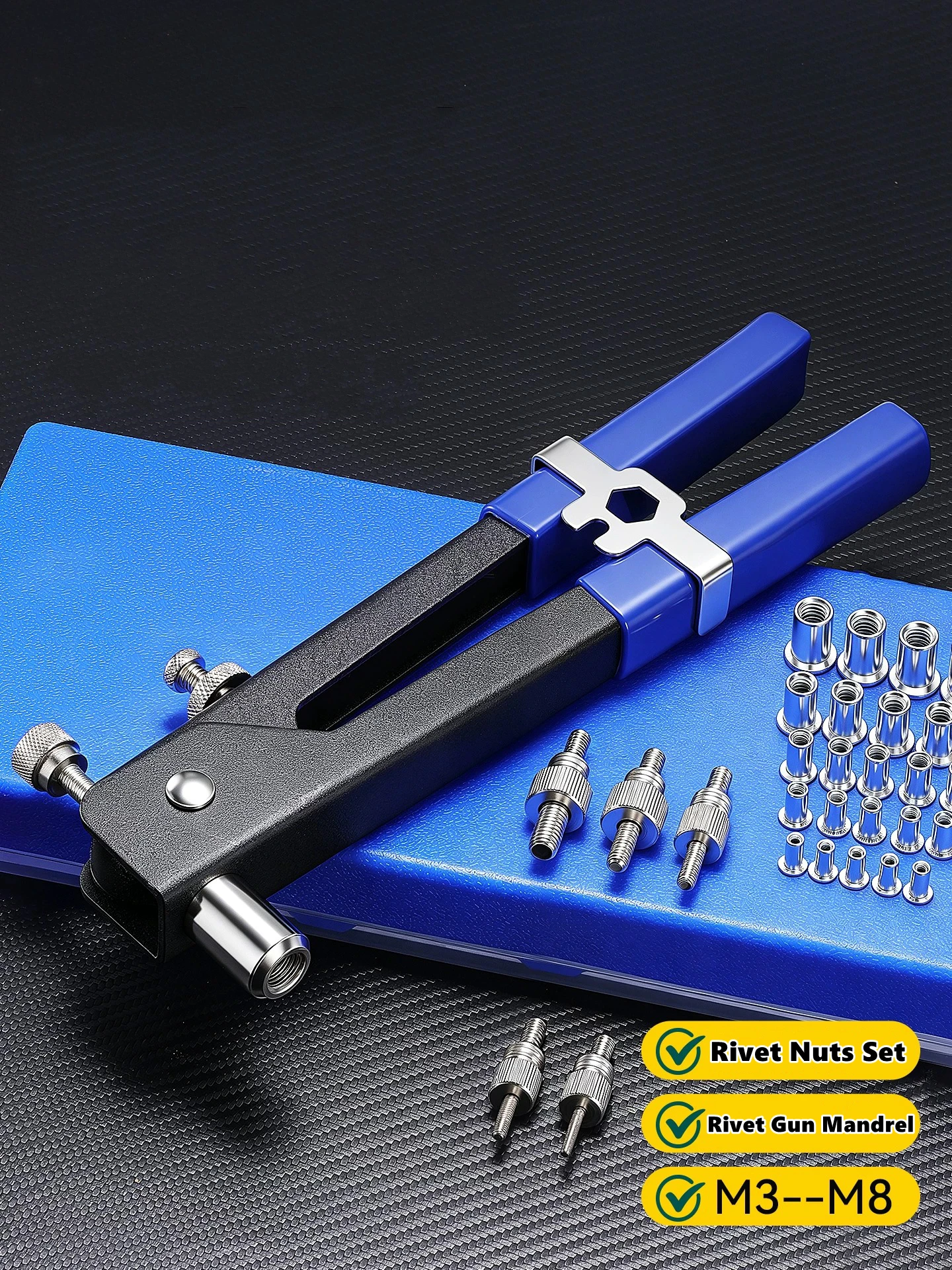 Rivet Nuts Gun Mandrel Kit M3/M4/M5/M6/M8 or Nut Rivet Mandrels Repairtool Rivetgun Flatheadscrew Pop Nut Rivet Gun Set