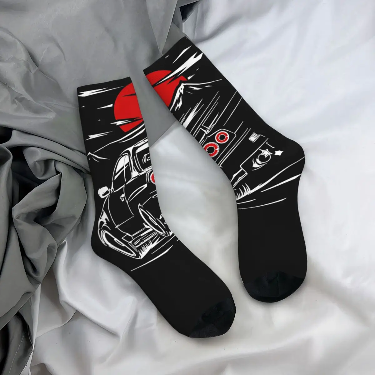 JDM GTR 34 Socks Men's Women's Funny Happy Drift Car Socks Harajuku Spring Summer Autumn Winter Stockings Gift