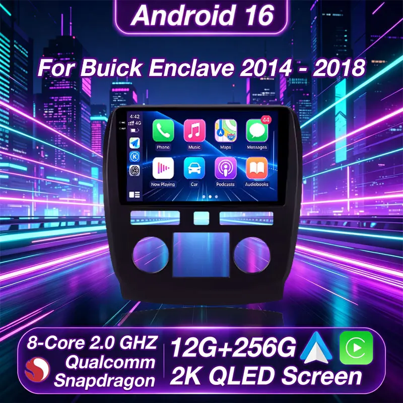 Radio para Auto con Android 16 para Buick Enclave 2009-2013, Unidad Principal Multimedia QLED, Reproductor Carplay, Navegación, Estéreo, DSP, DVD, Cámara 360