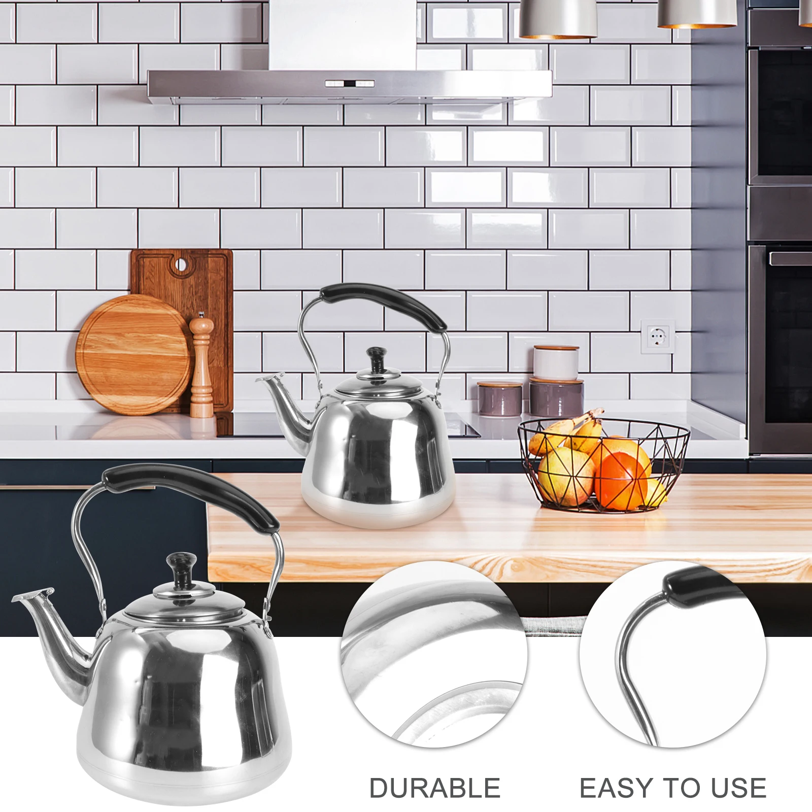 

Stainless Steel Water Kettle Large Capacity Whistling Teakettle Gas Stove Induction Cooker Home Heating Tea Coffee