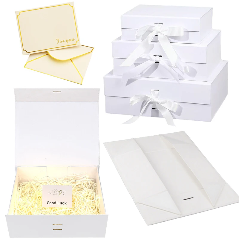 1 Set Geschenkbox mit weißem Band, 3 Größen erhältlich, Geschenkbox, Lafite-Gras-Grußkarte, Festival, Party, Hochzeit, Souvenir-Paket-Set ZYF