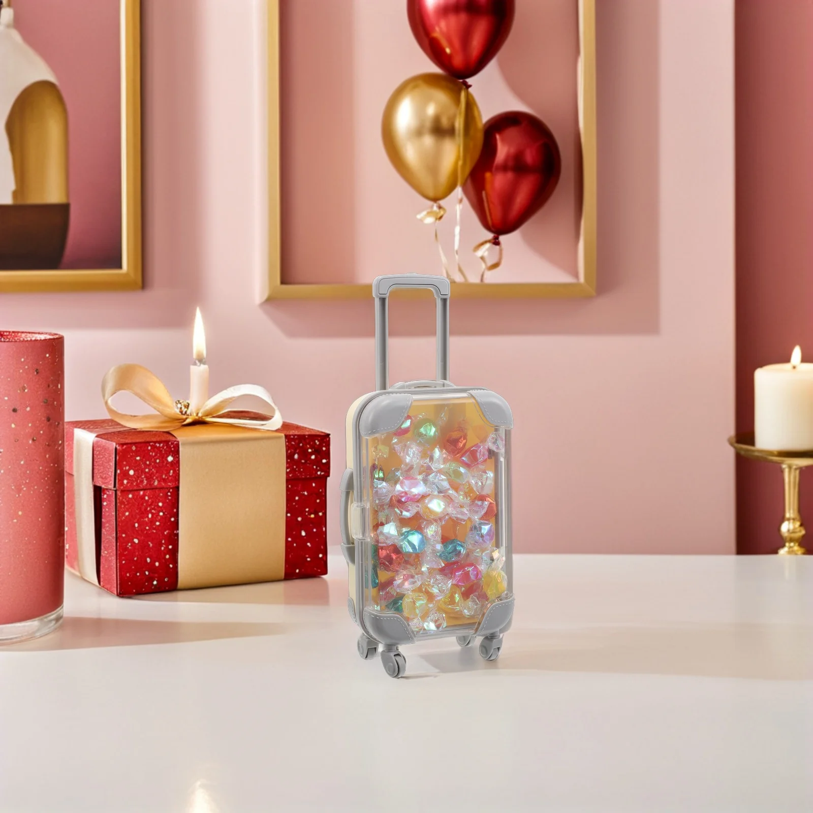10Pcs Mini Transparent Suitcase Candy Boxes Plastic Travel Candy Box Small Luggage Prop Wedding Baby Shower Party Favor Storage