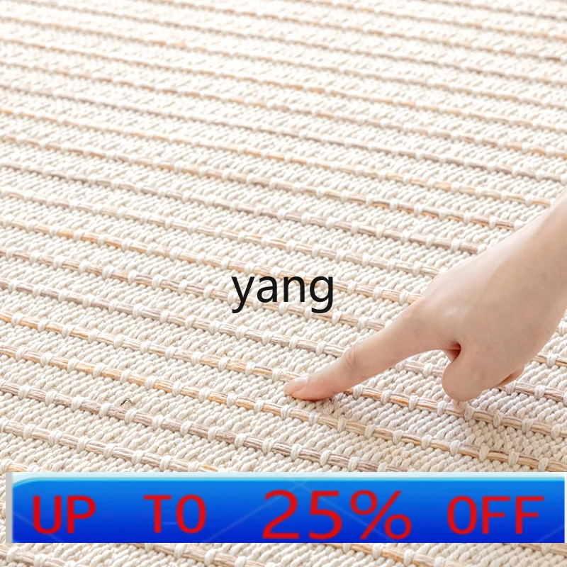 Lhh Pure Cotton Handmade Living Room Carpet Glue-Free Health Maternal and Child Room Minimalist Plain Floor Mat