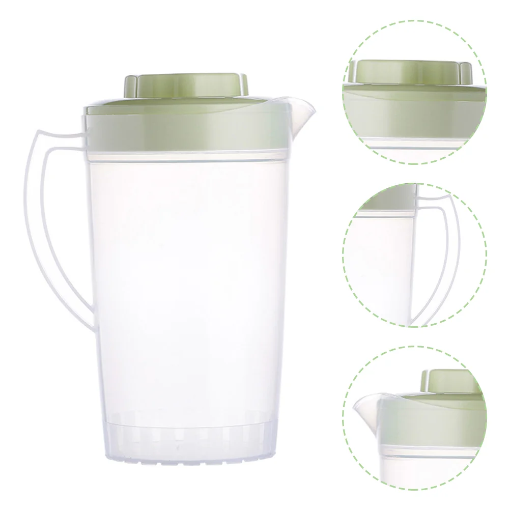 

2 Pcs Drinks Cool Kettle with Lid Cold Water Bottle Large Capacity Jug Cooling Fruit Juice Plastic Pitcher Green