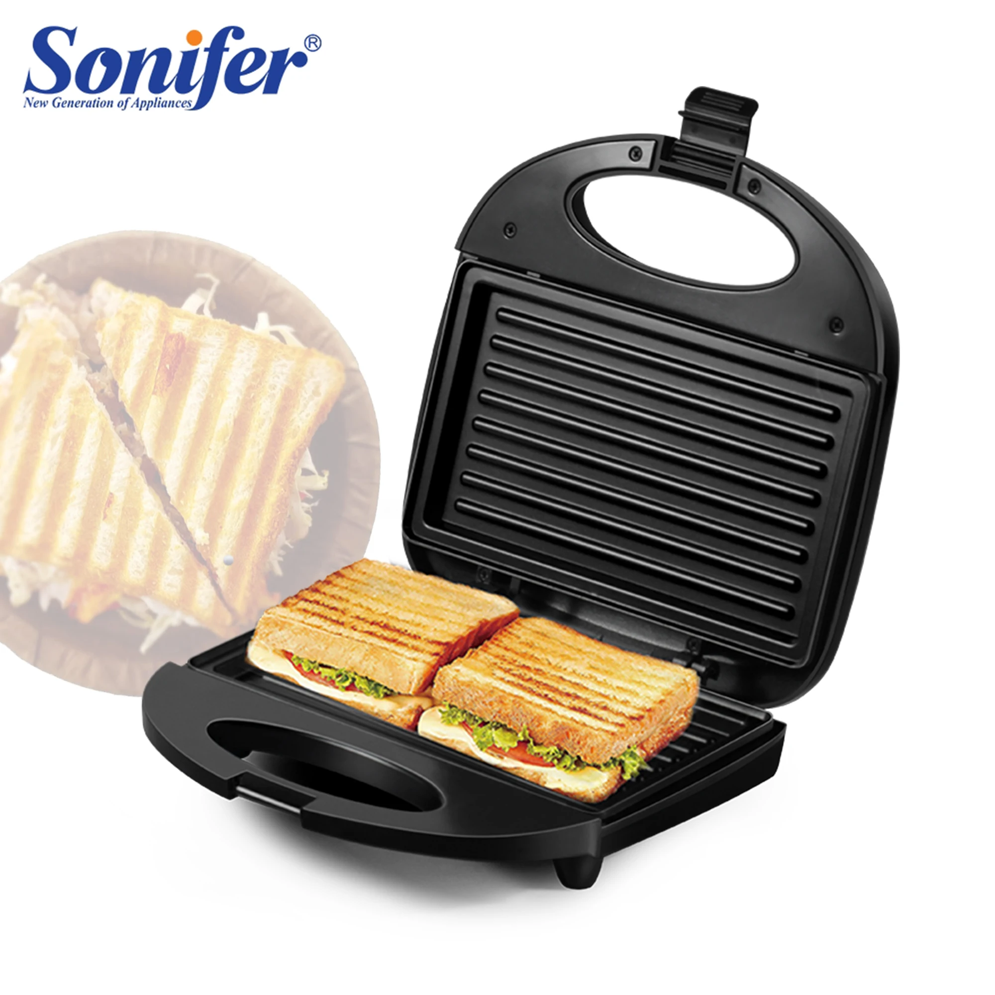 Electric Sandwich Maker Panini 750W Waffle Maker Cooking Kitchen Appliances Breakfast Waffles Machine Non-stick Iron Pan Sonifer