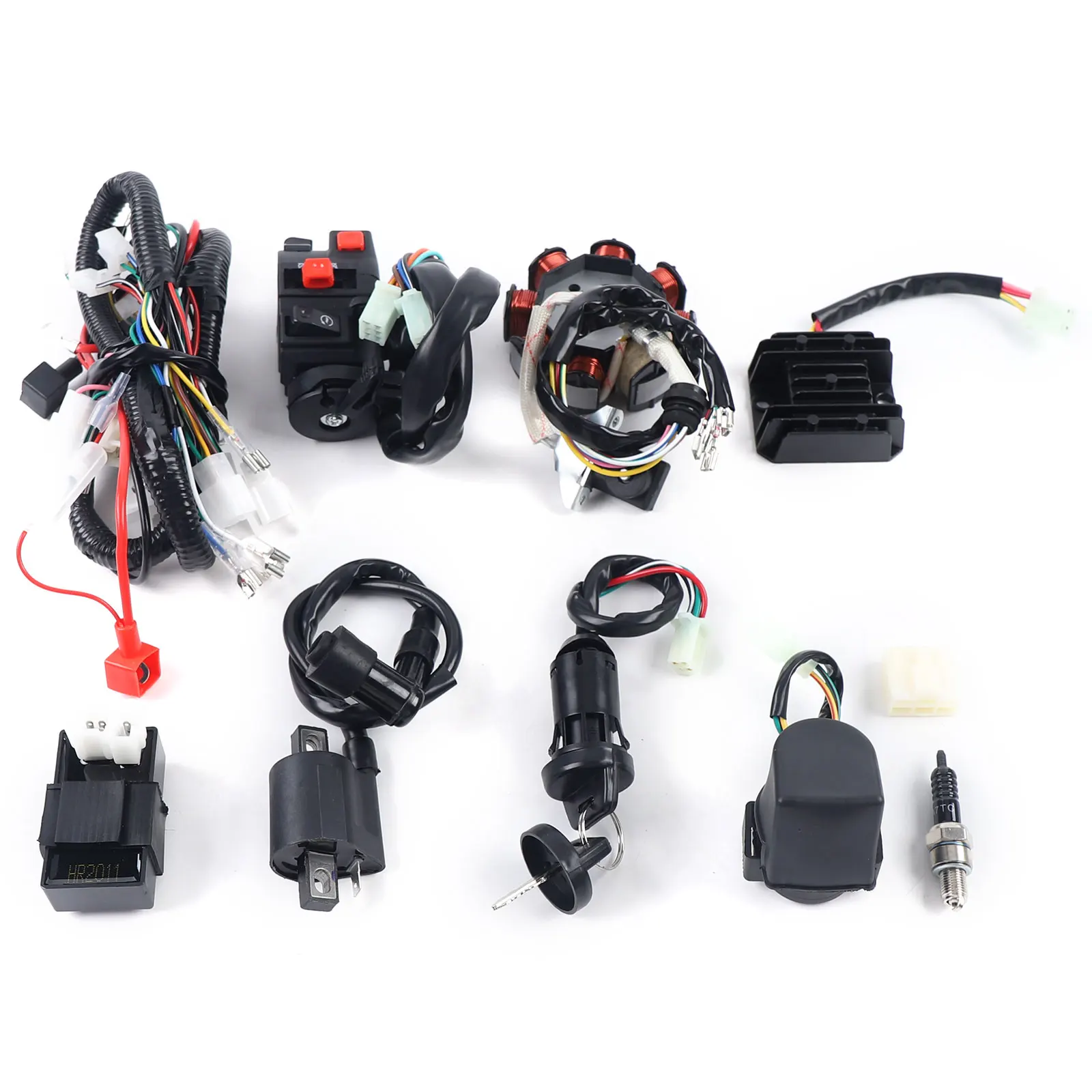 Motorcycle Complete Electric CDI Wiring Harness Loom Coil Rectifier Kit for 150-250cc 300cc ATV Quad