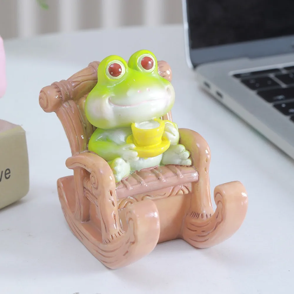 Rocking Chair Frog Creative Phone Holder Support Desk Decor Frog Phone Stand Cartoon Cute Frog Phone Bracket Desktop Ornaments