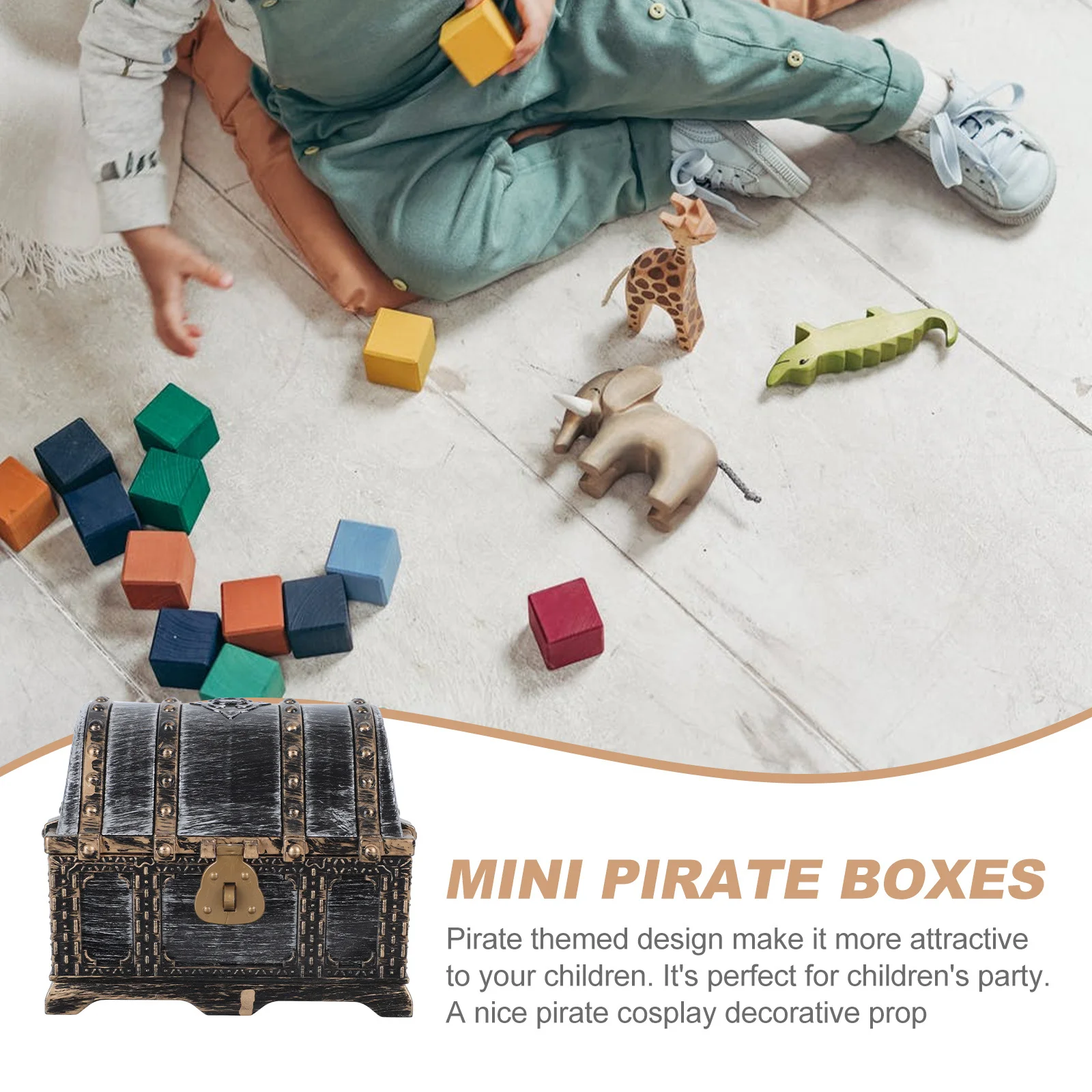 1Pcs Retro Plastic Pirate Treasure Chest for Kids Game Prop and Storage Case Pirate Treasure Boxes Children Toy