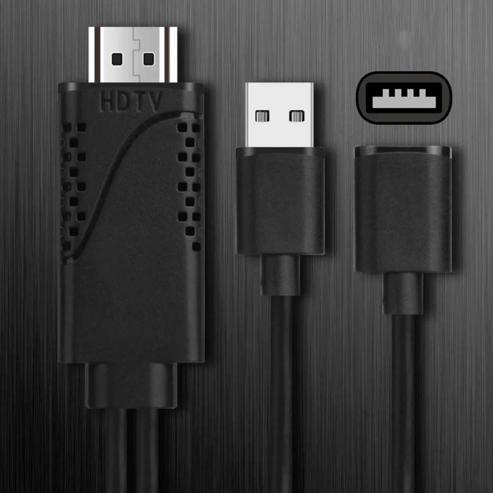 2 in 1 USB Female To HDMI-compatible Male HDTV Adapter Cable 1080P HD TV Projector Displays Converter for iPhone Samsung