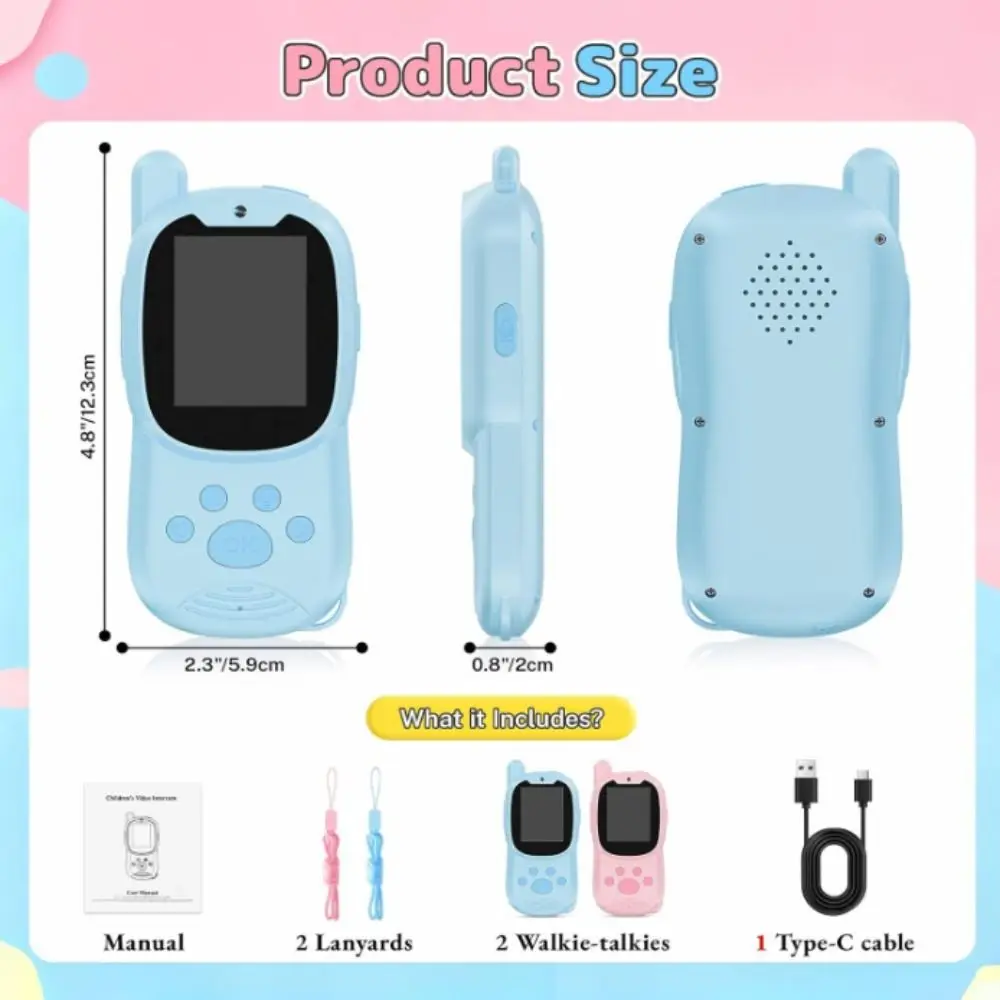 مع كاميرات أجهزة اتصال لاسلكية للفيديو قابلة لإعادة الشحن طويلة المدى 1000FT فيديو إنترفون هدية أجهزة اتصال لاسلكية بحجم قابل للتعديل