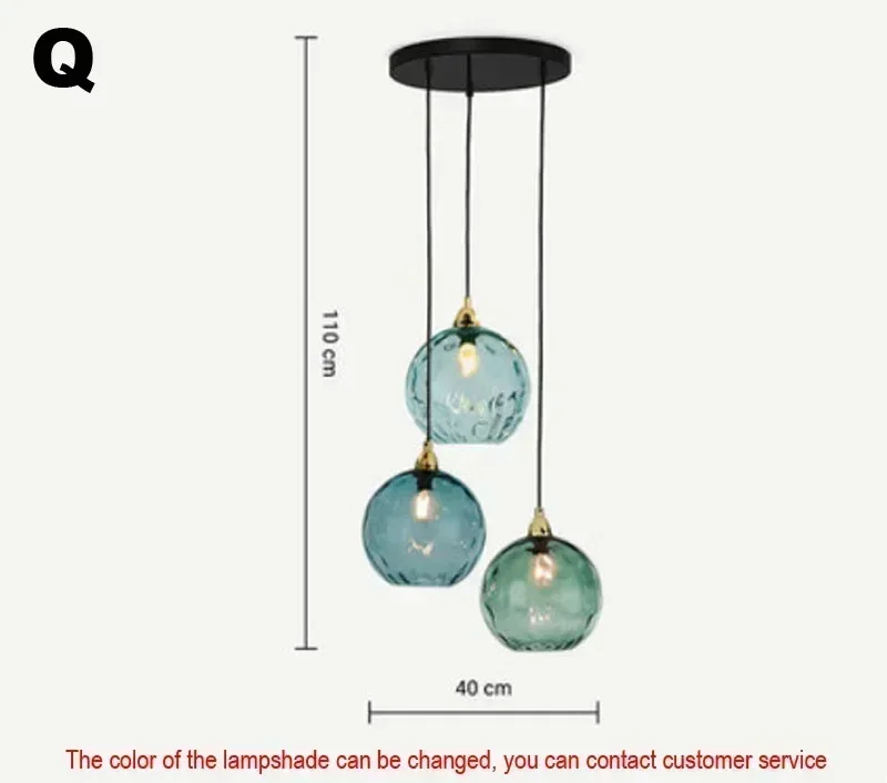 Moderne hanglamp met Scandinavisch gekleurd glas, kroonluchter voor woonkamer, eetkamer, slaapkamer, kamerdecoratie, huisdecoratie