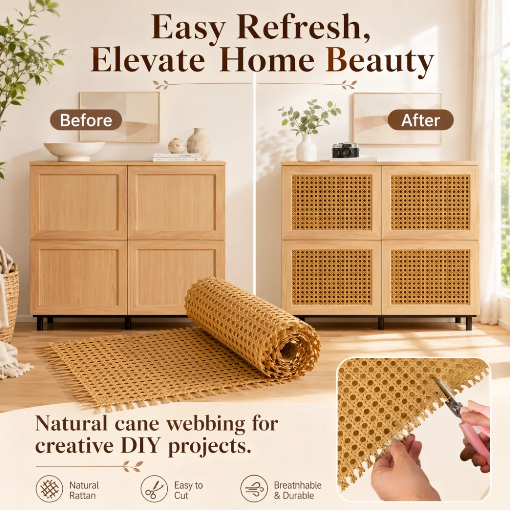 40-50cm Wide 0.6-2 Meters Long Plastic Rattan Webbing Roll Wicker Board Outdoor Chair Table Furniture Repair Material
