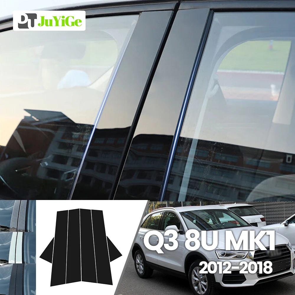 

For Audi Q3 8U 2012-2018 2013 2014 2015 2016 2017 Bright Black Carbon Fibre Window Door B C Sticker