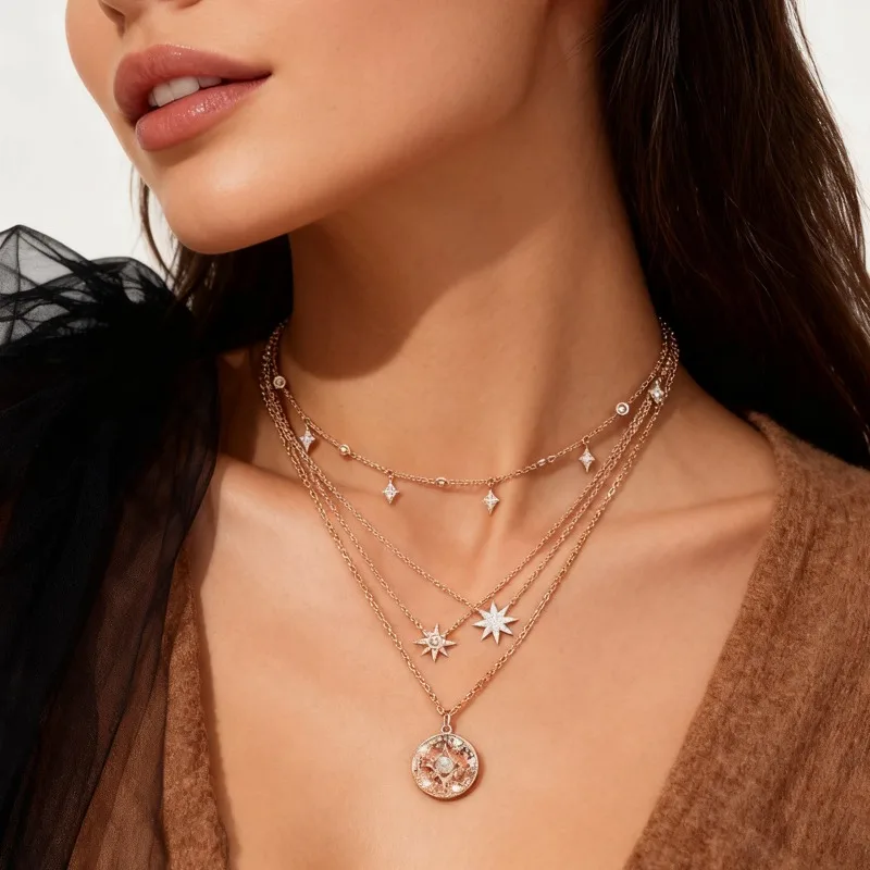 Collares de Moda Bohemios con Múltiples Elementos, Imitación de Perlas y Estrellas para Mujer, Joyería Vintage con Colgante Geométrico de Varias Capas, Estilo Harry Potter