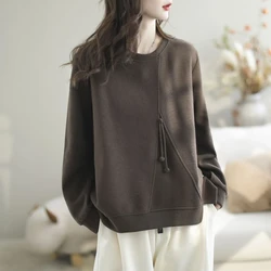 New Autumn and Winter Women's Solid Color O-Neck Long Sleeve Loose Classic Pullovers Trendy Casual All-match Comfortable Tops