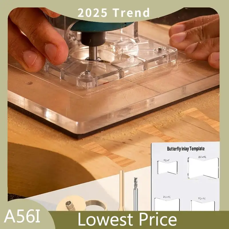 A56I Top Professional Butterfly Inlay Template And Router Templates Transparent Wooden Joint Marking Ruler Set For Woodworking