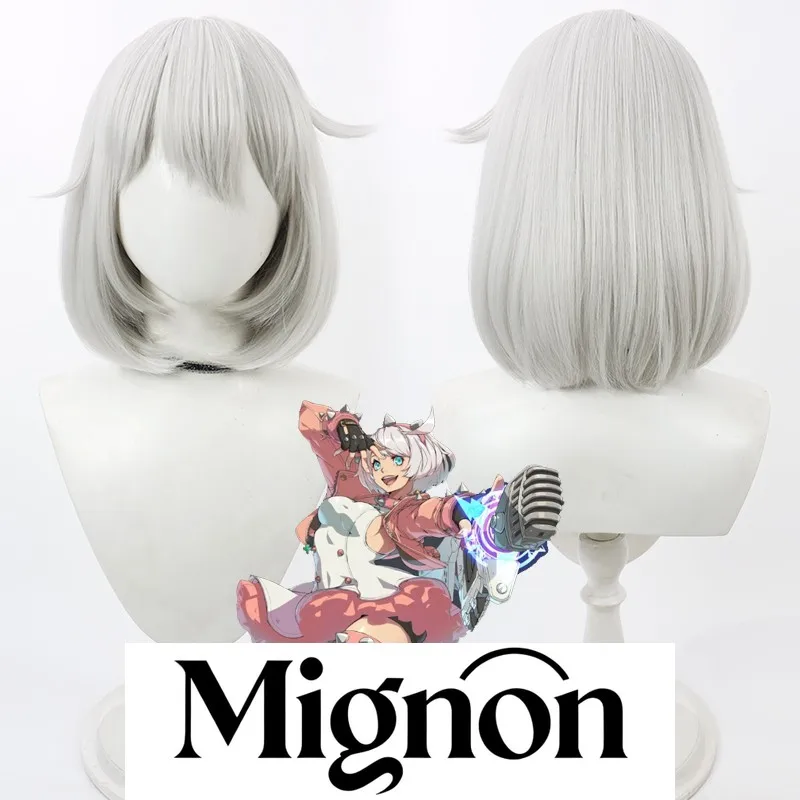 

Парик для косплея Guilty Gear Elphelt на день Святого Валентина, серебристо-белый, срезанный боб, подарок на Хэллоуин