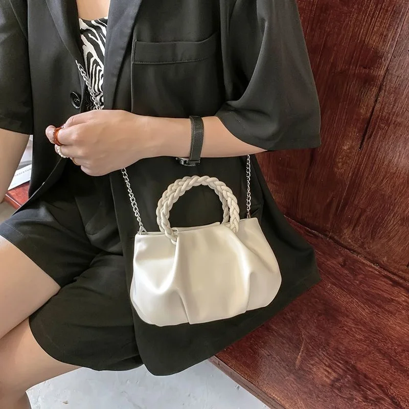 Cloud Bag Women's 2023 Summer New Fashion Chain One Shoulder Crossbody Bag Pleated Bag Versatile Texture Handbag
