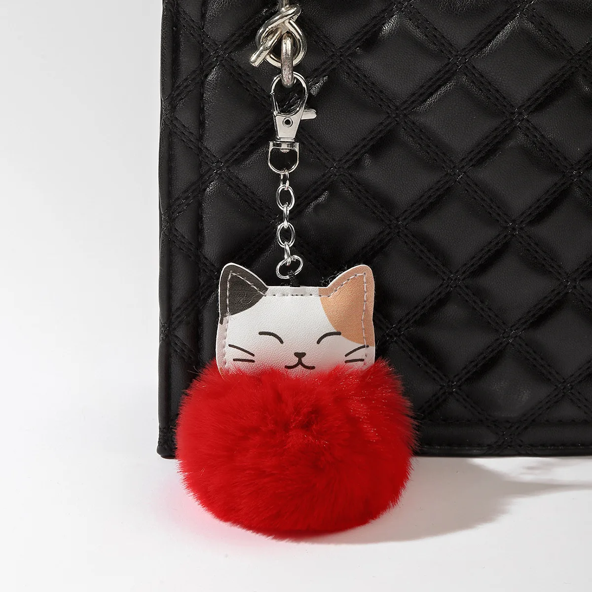 New Cartoon Cat Plush Ball Keychain Pendant Otter Rabbit Hair Money Cat Women's Bag Car Accessories Gift Wholesale