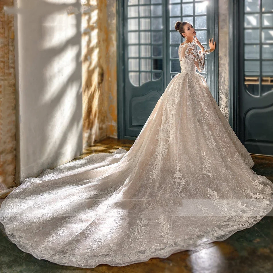 Flavinke Abiti da sposa personalizzati con abito da ballo di lusso per le donne che bordano applicazioni di pizzo abito da sposa principessa abiti da sposa