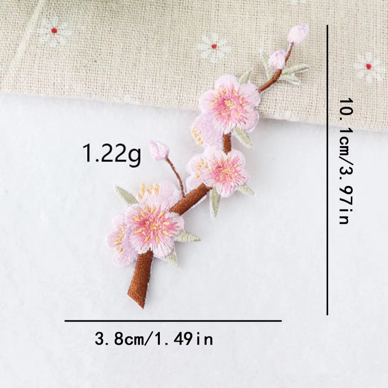 6pcs -6 different peach blossom branch embroidery stickers