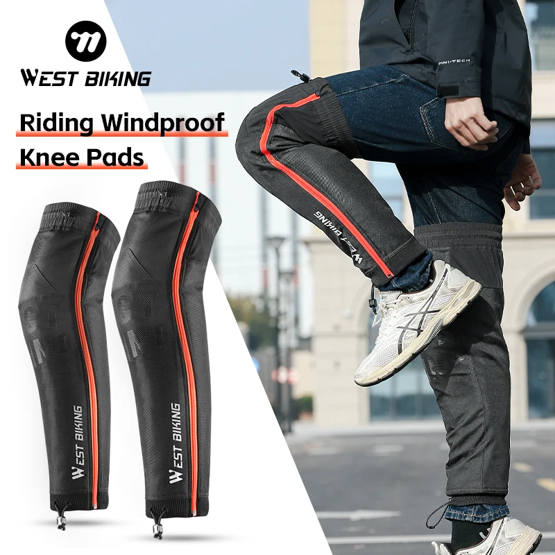 WEST BIKING Windproof Knee Pads Anti-collision Protection Shock Absorption Cycling Leg Protector Legs Sleeves Cycling Equipment