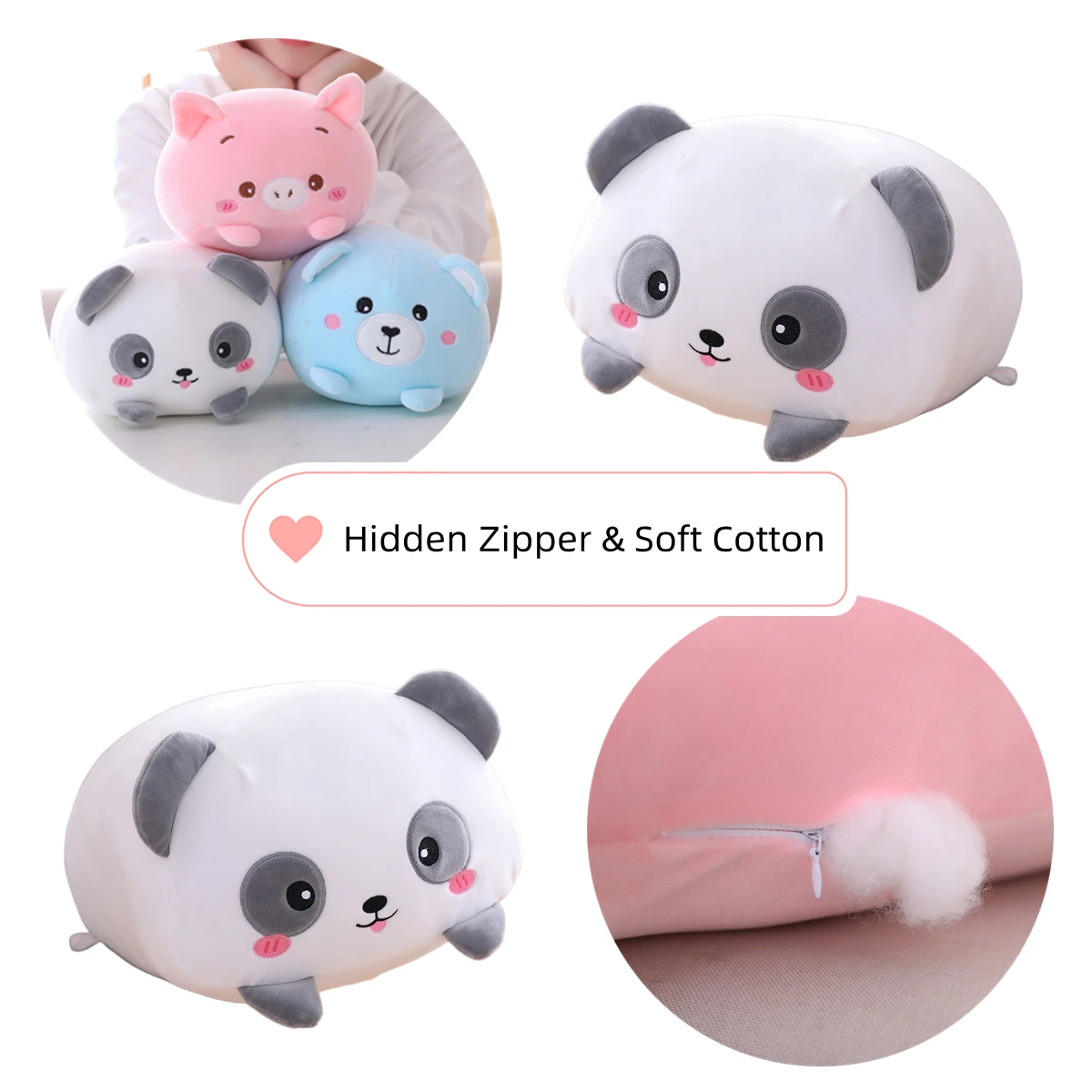 3Pcs Panda Plush Stuffed Animals Panda Plushies Ultra Soft Plush Pillow for Girls Boys Gift Toys 7.8inch