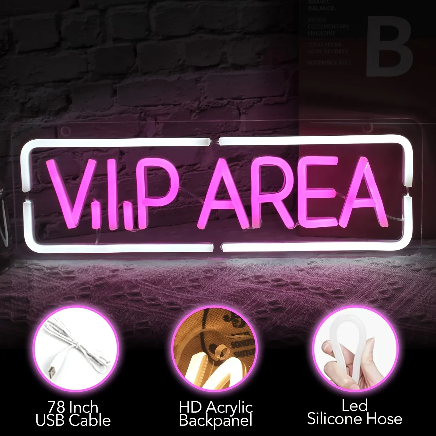 Insegne al Neon appese in acrilico da parete, luci notturne per sala giochi ristorante Club Party Decor, alimentate tramite USB, insegne al Neon a LED, luci a LED