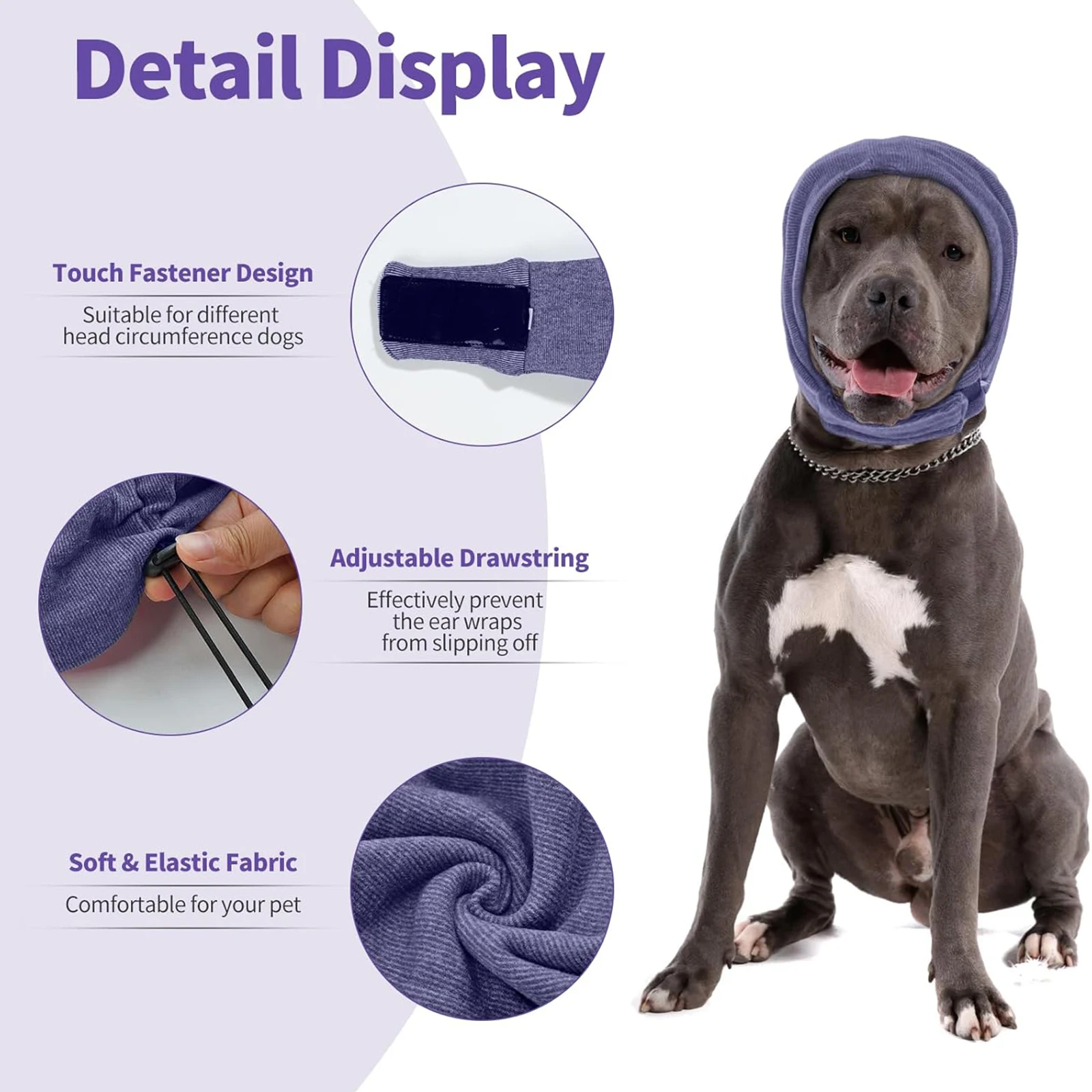 Soft Dog Calming Hoodie Noise Cancellation Calming Dogs Ear Cover for Noise Cancelling Sleep Help