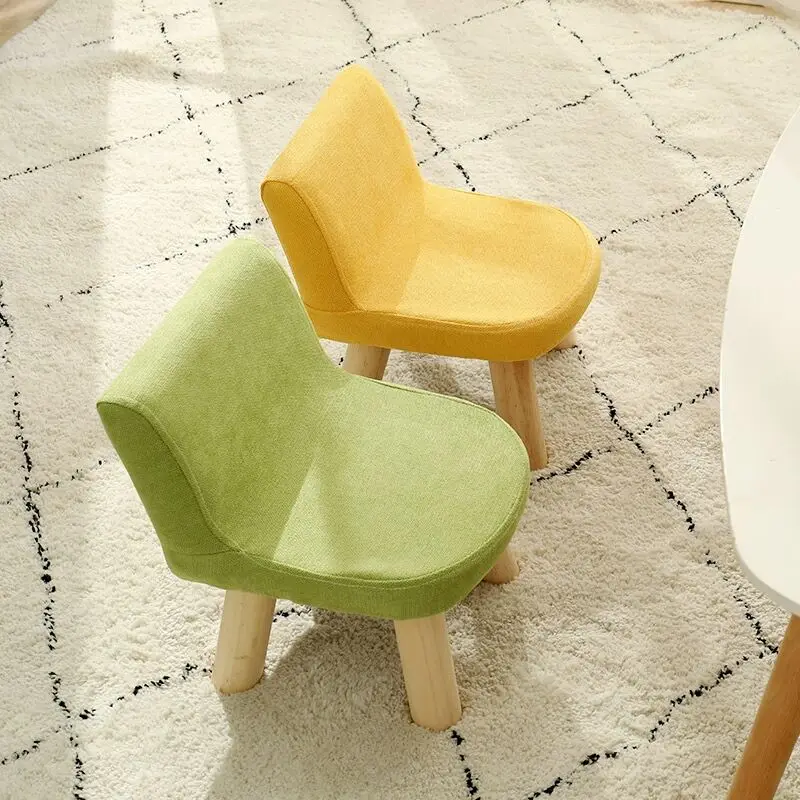 Small stool small stool fabric small stool living room tea table stool solid wood backrest small chair