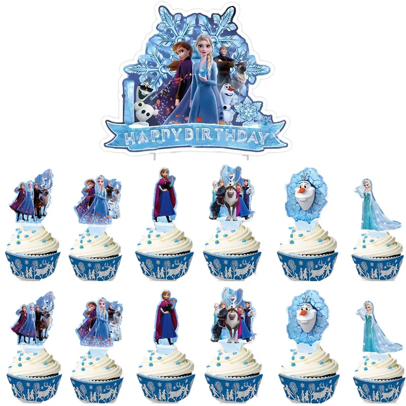 ديزني فروزن زينة كعكة عيد الميلاد مثالية لحفلات أعياد الميلاد والاحتفالات تحت عنوان مناسبة للكعك والكب كيك
