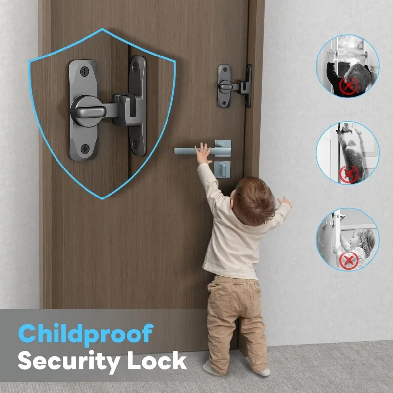 أقفال أبواب الحظيرة شديدة التحمل، مزلاج الباب المنزلق، مشبك مضاد للسرقة، مسمار الباب، أجهزة بوابة الوجه 90/180 درجة، مزالج أمان الطفل #4