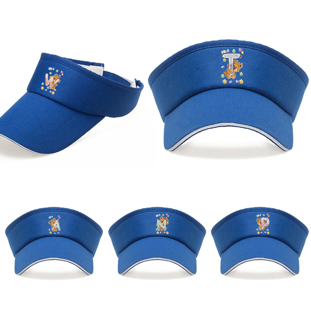 Baseball Caps Sports Breathable Sun Visor Bear Print Unisex Empty Top Adjustable Hat for Golf Tennis Workout