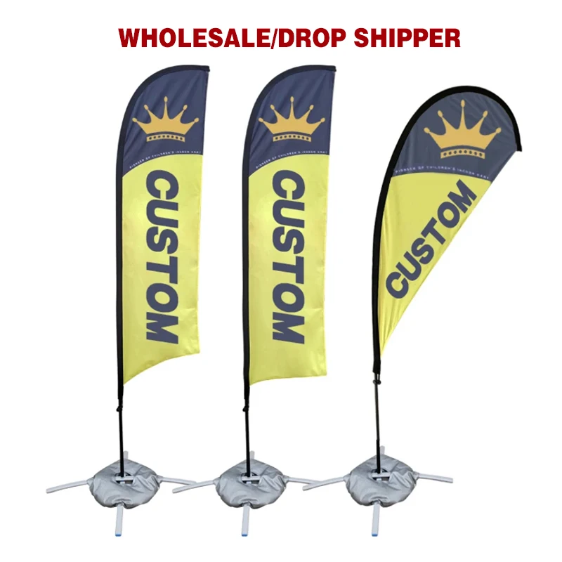 Beach Flagpole Feather Teardrop Flags And Banners With Base Custom Printing Club Advertising Sport Outdoor Using Promotion