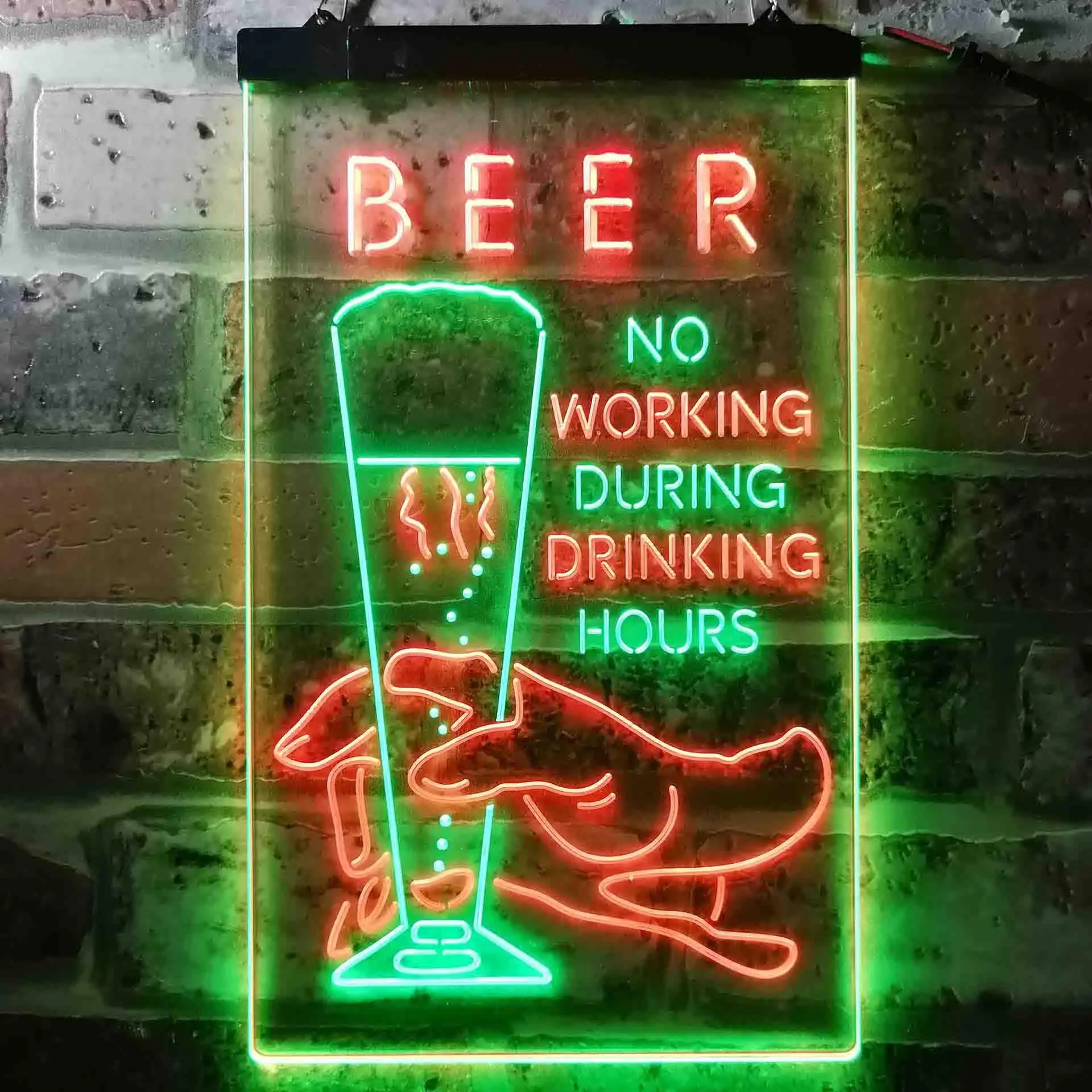 No Working During Drinking Hours Dual Color Led Neon Sign st6-i3666