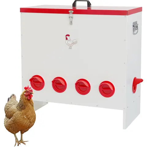 30lbs Automatic Chicken Feeder, Metal Poultry Feeder with 6-10 Port, Gravity Feed for Ducks & Poultry,Outdoor Farm & Backyard