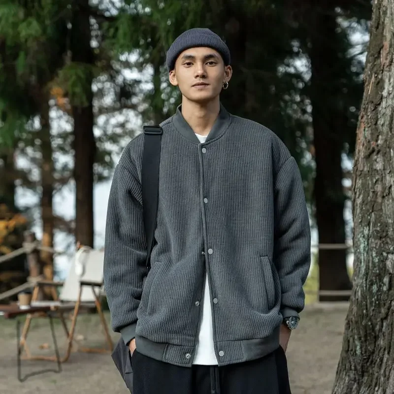 

Fashion Brand Spring Baseball Jacket for Men Retro Simple Silhouette Pilot Coat Loose Casual Streetwear Coat Male Clothing
