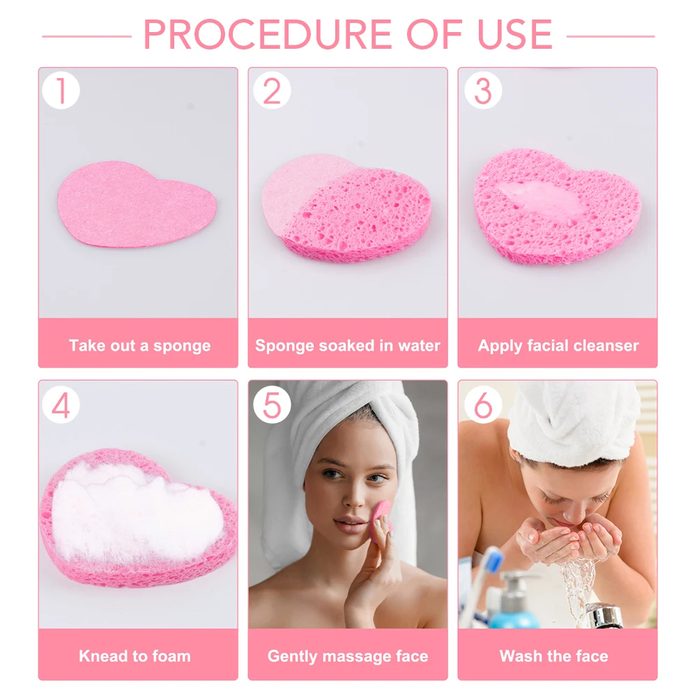 10 SZT. Gąbeczek do mycia twarzy z naturalnej pulpy drzewnej, gąbka do mycia twarzy, gąbka do spieniania, gąbka kosmetyczna, gąbka do oczyszczania twarzy