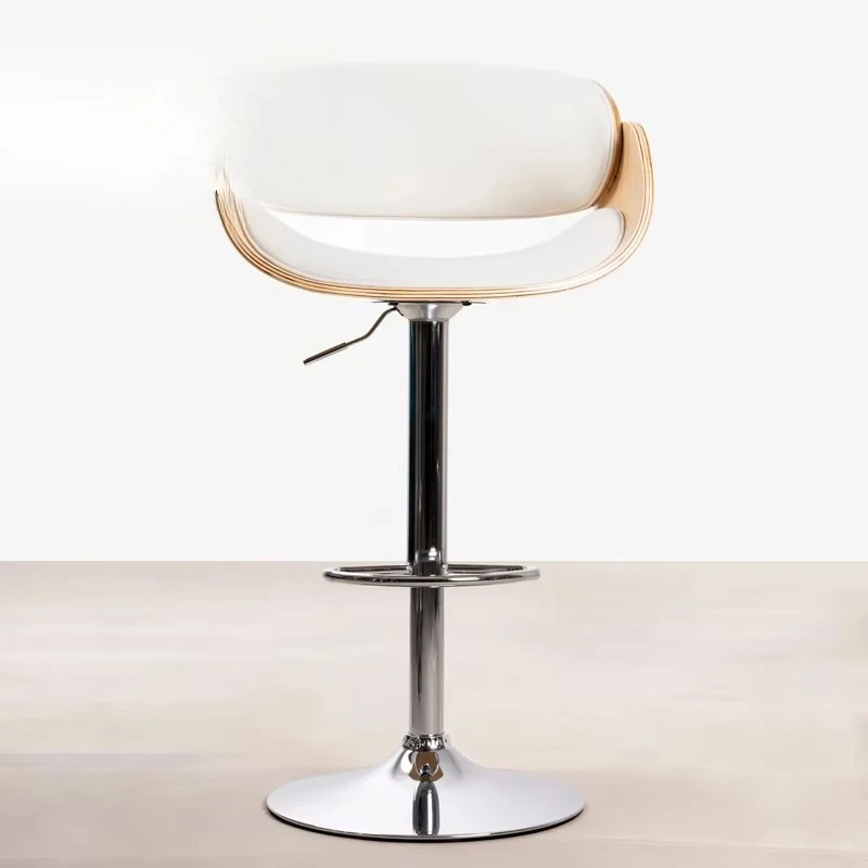 Denmark High-Back Swivel Bar Stool Real Leather Stainless Steel Nordic Furniture Outdoor Malls Kitchen Counter Bar Chair