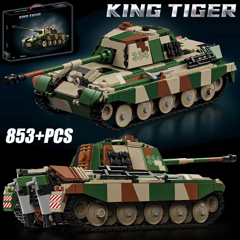 Militärisches Bausteinspielzeug „Tiger King“ Panzer für Puzzle-Montage und Intelligenzentwicklung WW