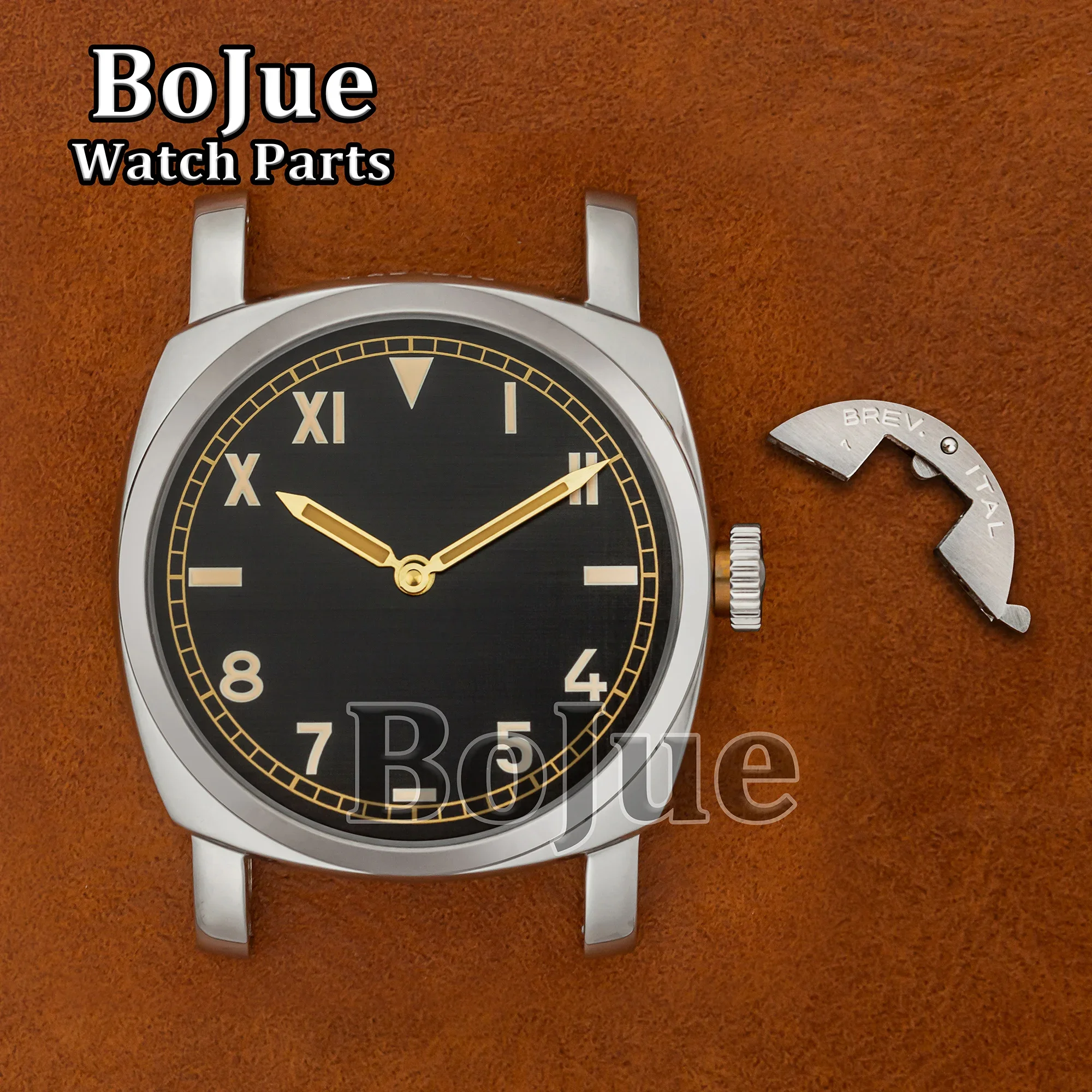 Vintage Watch Dial Hands Stainless Steel Case Fit for PAM 6152 ETA 6497/6498 Movement Watch Accessories Repair Parts 47mm Case