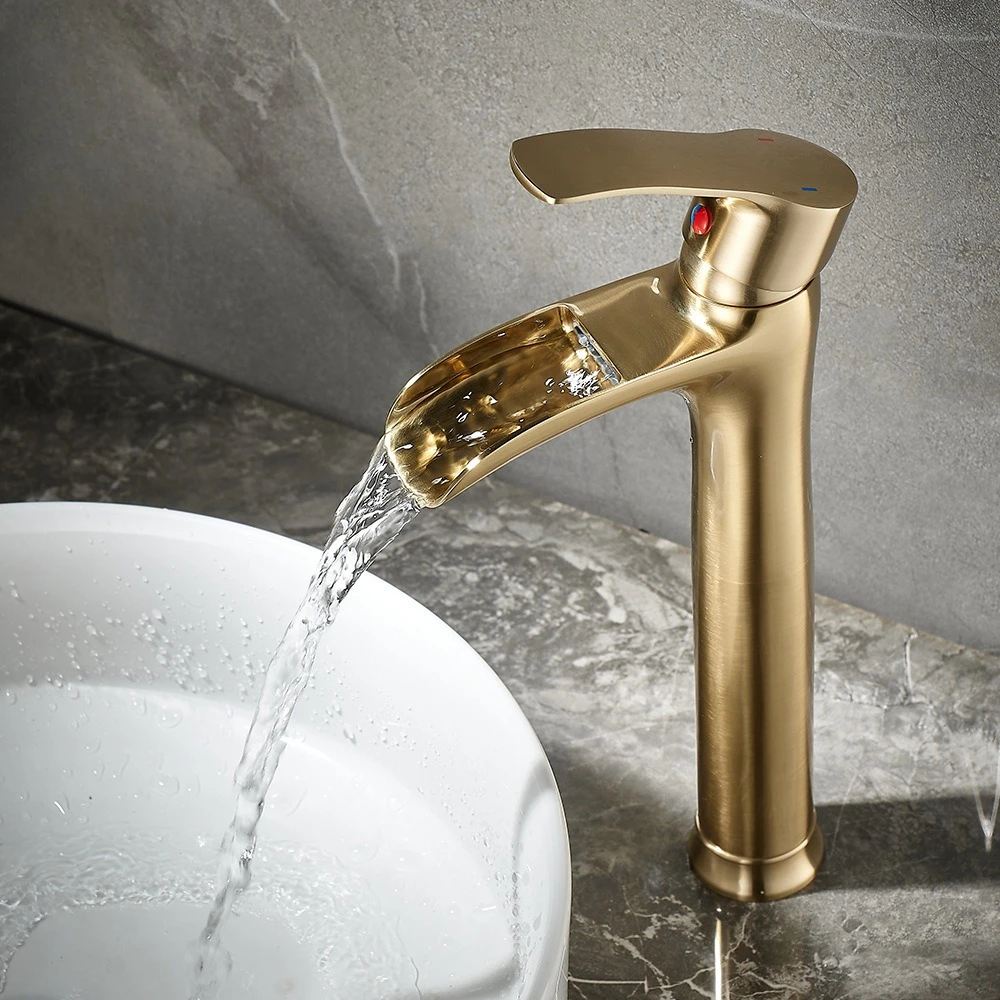 Light luxury basin waterfall faucet mixer faucet balcony bathroom simple cold and hot wash basin sink faucet