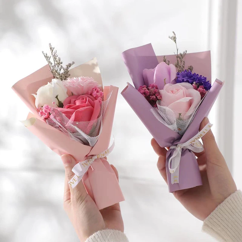 

Mini Dried Flower Bouquet Preserved Rose Carnation Floral Arrangement Small Forever Flower Gift for Valentine's Day Mother's Day