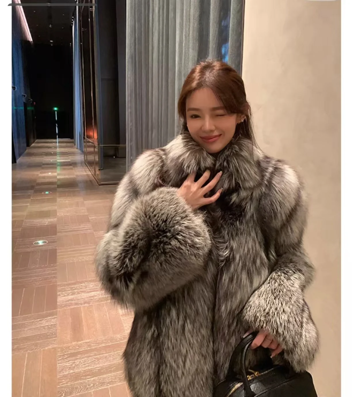 100% Natural Fur Jacket Real Fur Coat Winter Silver Fox Jacket Women's Luxury Fashion Short Jacket 2024