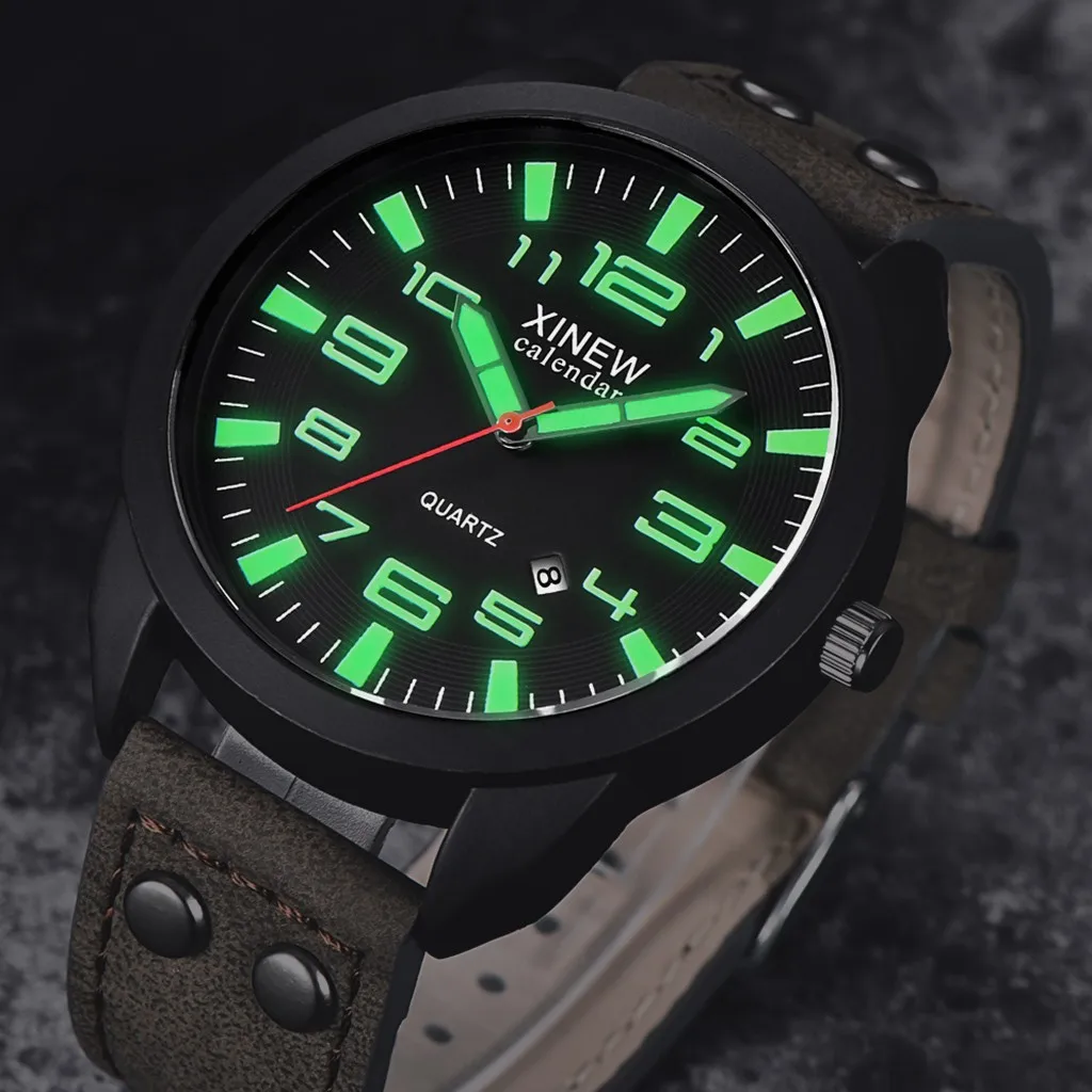 

Casual Men'S Watch Multi Function Sport Wristwatch Luminous Pointer Calendar Leather Date Analog Quartz Watch For Men Reloj