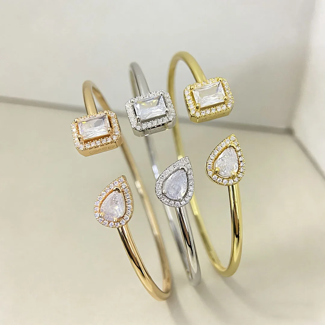 

925 Sterling Silver Design Irregular Water Droplet Square Opening Women's Bracelet, Exquisite And Gorgeous Unique Gift.