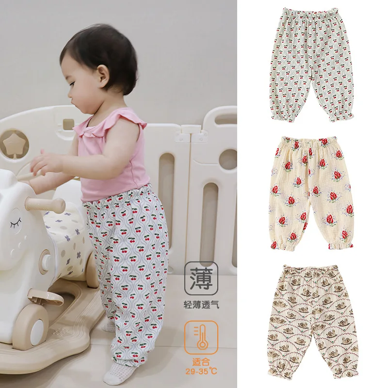 

Baby Anti-mosquito Pants Cotton Baby Pants Summer Thin Children's Floral Bloomers Boys and Girls Ankle Air-conditioned Pants