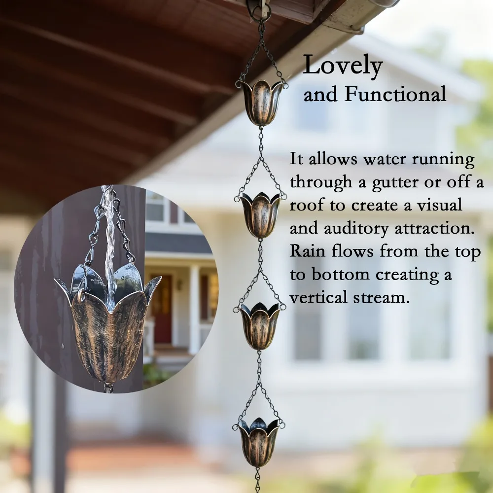 Water Supply Chain Decoration Outdoor Rain Chain Metal Japanese Style Eaves Drainage Chains Villa Courtyard Rain Chains