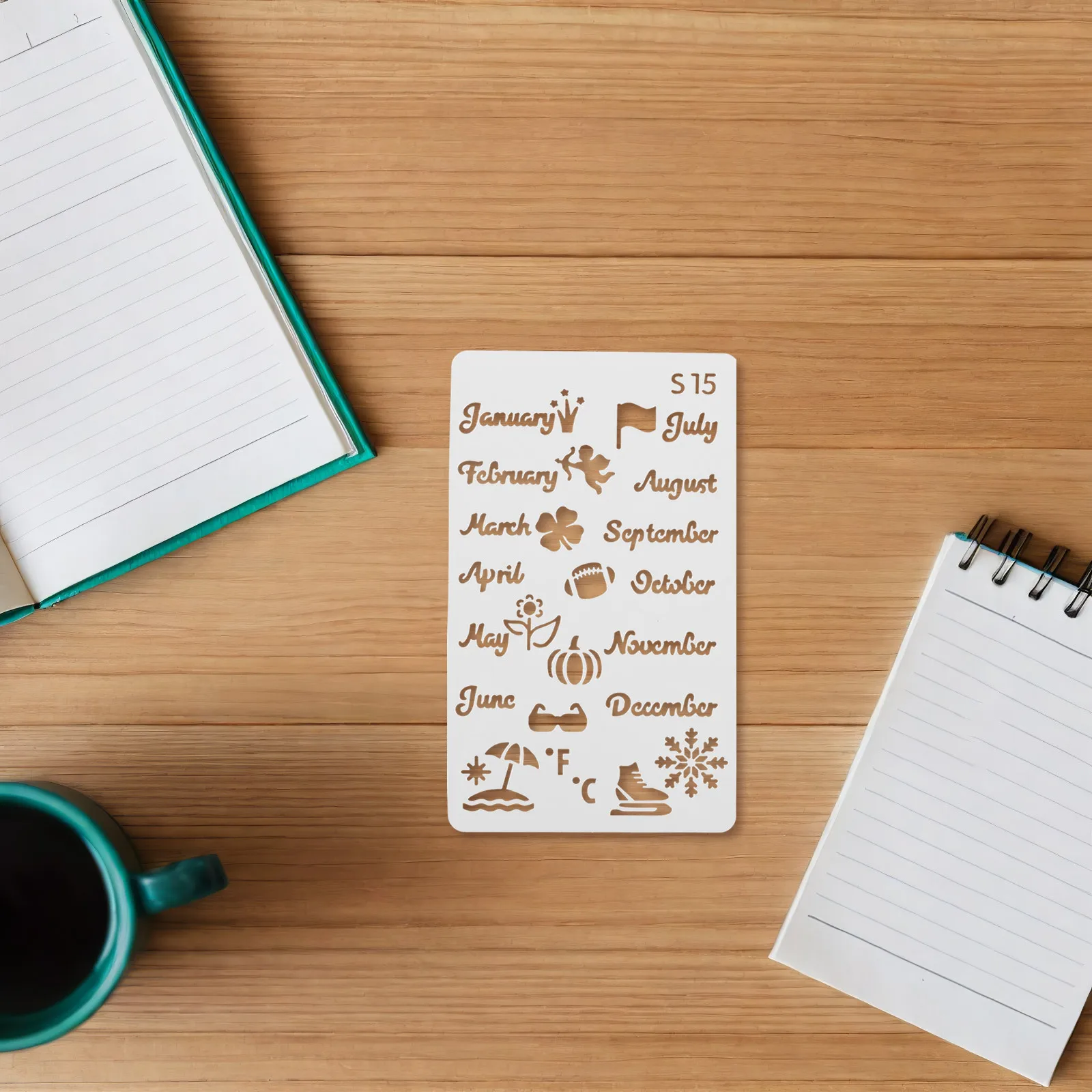 

20pcs Handmade Journal Templates Reusable Monthly Calendar Stencil Set Plastic Stencils For Journaling Diy Craft Projects