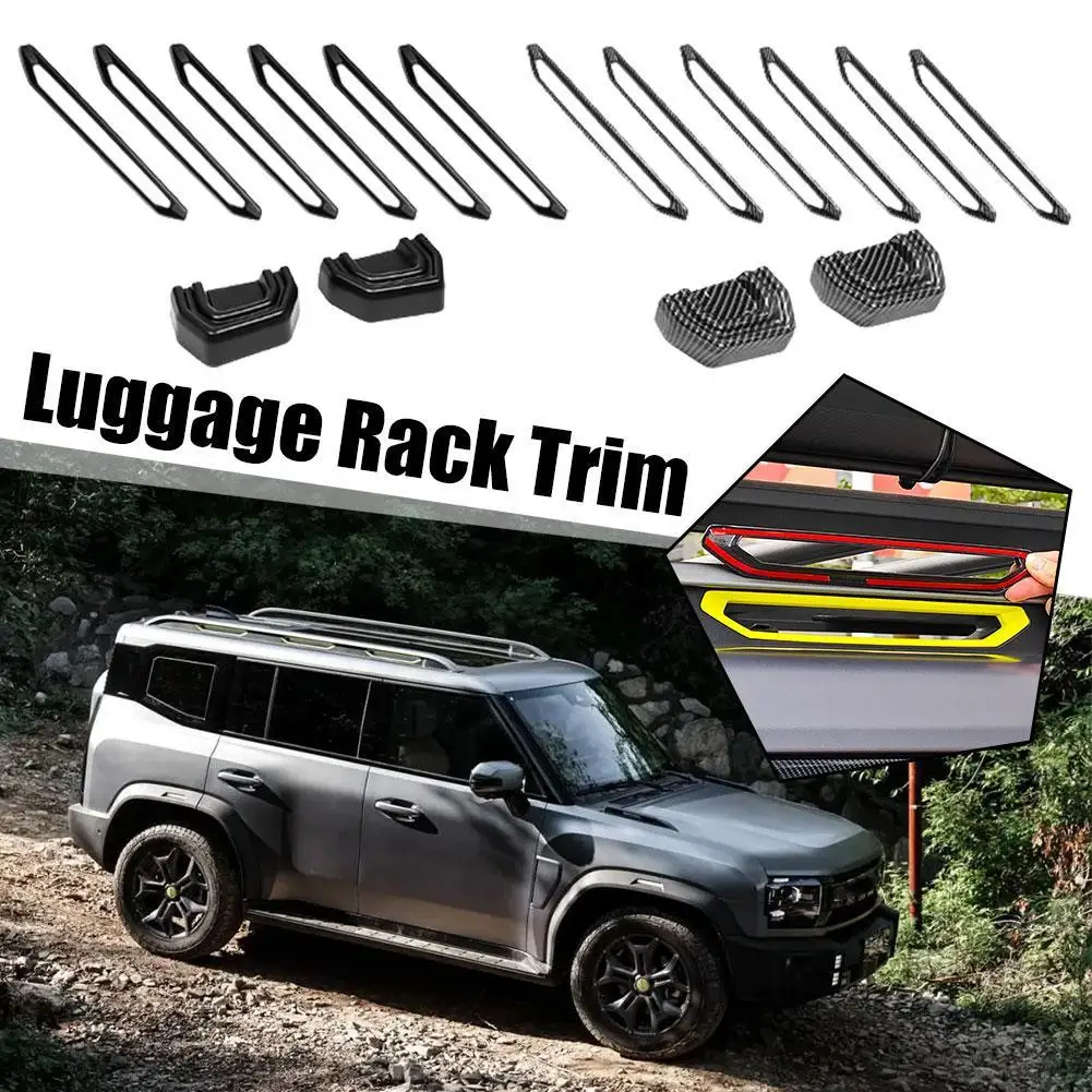 

8PCS/Set New Jetour 2023 2024 Jetour T2 Carbon Fiber Style Roof Cover Rack Decorative Plate Strip Iuggage